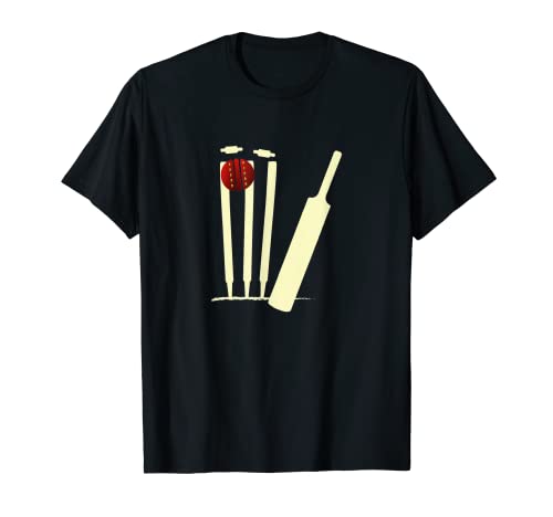 Cricket Bat, Ball, Stumps Bowled-Out: Cricketer-Fan-Bowlers T-Shirt