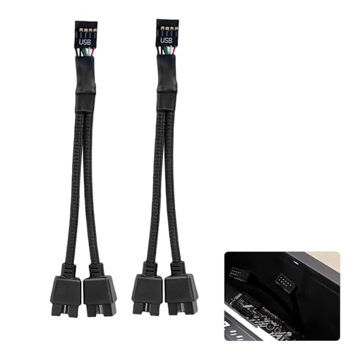2PCS Header Splitter Cable,USB Header Splitter USB 2.0 9Pin Female Extension Cable,Internal Splitter 2.0 9Pin to 2-Port Cable for Computer Internal Motherboard