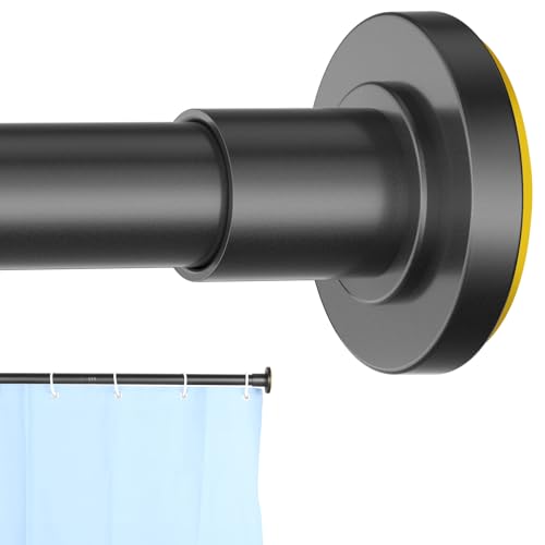 Image of CorkLatta Black Shower Curtain Rod 31 to 80 Inch,1 Inch Diameter Adjustable Spring Tension Stainless Steel Telescoping Rod,Easy Install,No Rust
