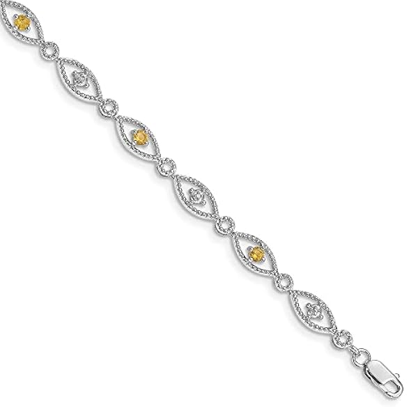 Diamond2deal Bracciale tennis in argento Sterling 925 citrino con chiusura moschettone (Fancy), 17,8 cm