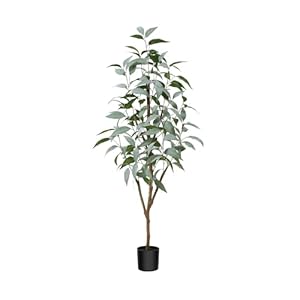 Kazeila Piante Finte da Interno 120cm Eucalipto Artificiale con Tronchi Naturali,Pianta Artificiale da Interno ideali per la Decorazione Interno casa Soggiorno(1Pack)
