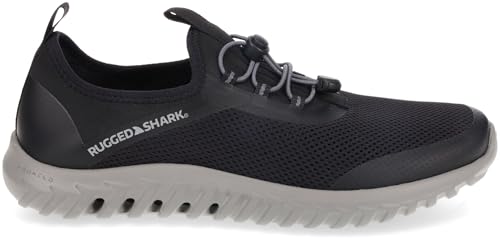 RUGGED SHARK Mens Cay Water Shoes – EVA AQUAFLO® Drainage Outsole, Neoprene Mesh Upper, Bungee-Tie Closure, Lightweight & Breathable, Slip-On Style, Ideal for Beach, River, and Water Sports4
