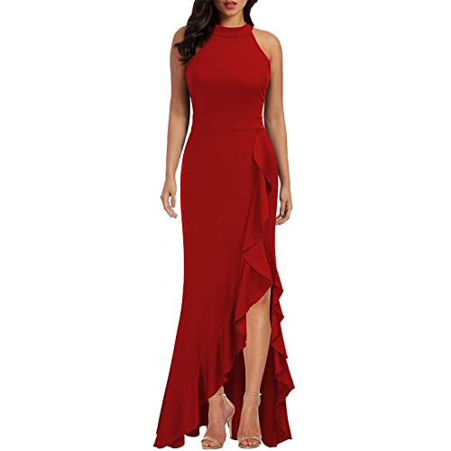 MICKURY Goldene Kleider Damen Abendkleid Schulterfrei Abendkleider Türkische Hochzeit Abendkleider Damen Elegant Rot Schwangerschaft Damen Kleider...