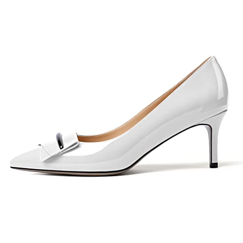 Zamikoo Women's Classic Pointed Toe Pumps 2.5" Kitten Low Heel Slip On Fashion Buckle Dress Shoes for Wedding Party Event US Size 5- Size 132