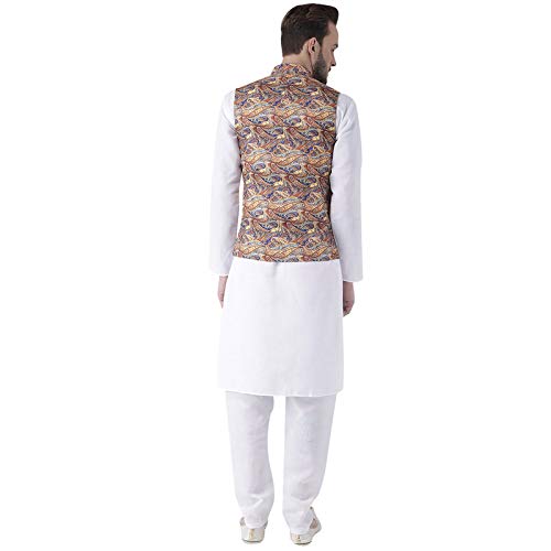 Image of hangup 3pc Kurta Pajama Basket 3PC 36AWhite KPW 38 Multicolour
