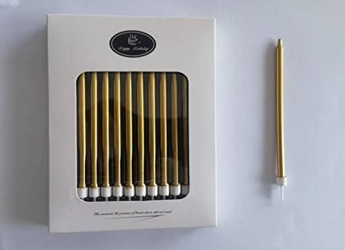 JULOLY 24-Count Gold Birthday Candles , Long Cupcake Candles, Suitable for Birthday Parties, Wedding Cakes and Anniversary Celebrations