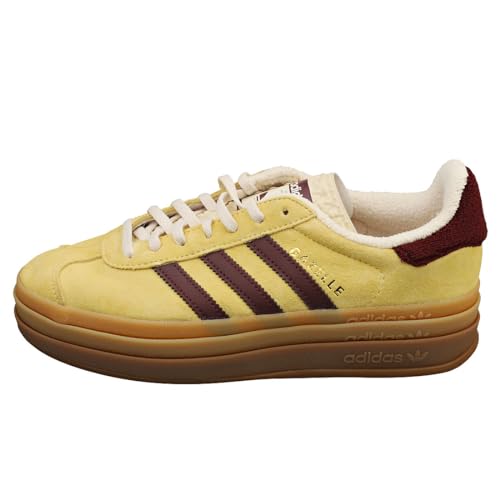 Image of adidas Women's Gazelle Bold Shoes Sneaker, Almost Yellow /Maroon, Size 10