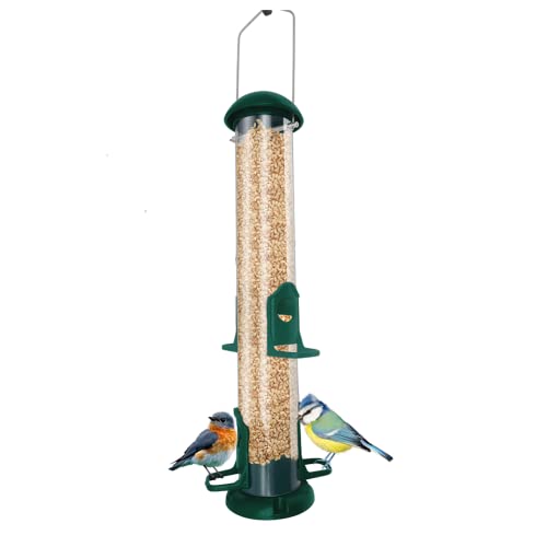 Growtail Wild Bird Feeder 17 Inch Tube All Metal Steel Hanger With 4 Feeding Ports Copper Outdoor Hanging Wild Birdfeeder (Green) #TOP6
