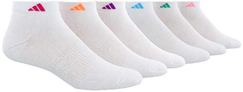 adidas Women's Athletic Low Cut Sock (6-Pair), White/Shock Pink Glow Orange Shock Purple Bright C, Medium, (Shoe Size 5-10)