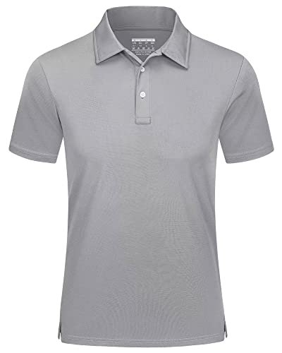 Image of MAGCOMSEN Men's Polo Shirts 3 Buttons Casual Work T Shirts Quick Dry Short Sleeve Golf Shirt Pique Jersey Outdoor Performance