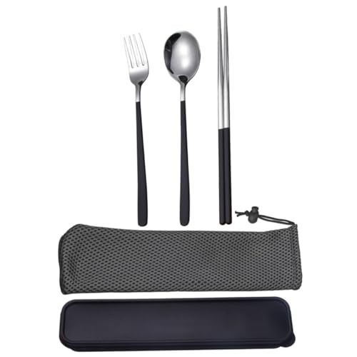 OSOLADY 不??トラベルカトラリー 軽量携帯用箸スプーンフォーク キャンプやアウトドアに便利な実用的食器キット収納ケース付き