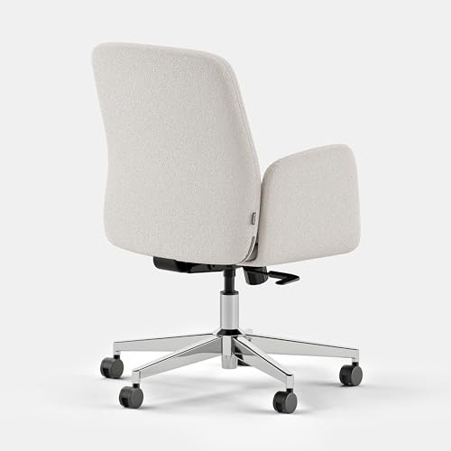 Image of Branch Softside Mid Century Modern Office Chair | Removable Arms with Luxury Cloud-Like Comfort, Adjustable Height, Integrated Lumbar Support, Boucle Fabric, Ivory