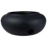 The HC Companies 21 Inch Garden Hose Pot - Durable Lightweight Plastic Decorative Hose Pot for Yard, 100-Foot Capacity Hose Storage, Black