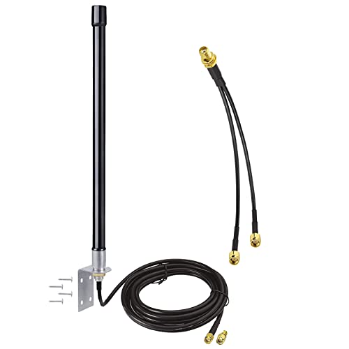 Bingfu 4g LTE Long Range Cellular Antenna Wall Mount - 9.84ft Cable - with SMA to Dual SMA Adater - Compatible with Spypoint Link Micro Covert Wildlife Hunting Game Cam Outdoor Mobile Security Camera