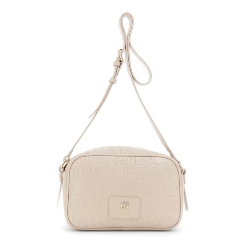 CAFèNOIR - Camera Bag Effetto Pelle Con Embossed All Over Logato, Da Donna, Colore Tortora, Taglia Onesize