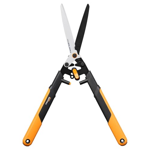 Fiskars X-series DualAction Heckenschere HSX96, 2-in-1-Modus für schnelle oder kraftvolle Schnitte, Antihaftbeschichtete Stahlklingen/FiberComp-Griffe, Schwarz/Orange, 1080134