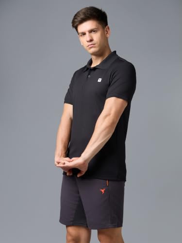 Image of TECHNOSPORT Men's Regular Fit Half Sleeve Polo T-Shirt with Collar, ELASTO Plus Quick Dry Moisture Wicking Polo Tee for Gym Sports Golf and Casual Wear