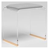 Acryl-Duschhocker mit gepolstertem Sitz, transparenter Badstuhl für Make-up-Raum, keine Montage erforderlich, leicht und wasserabweisend, ideal für Badezimmer