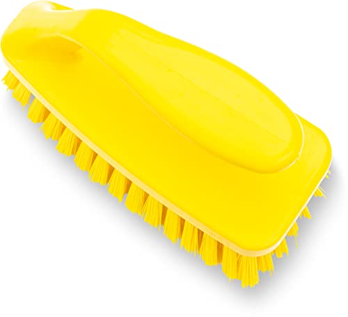 Image of SPARTA Scrub Brush with Iron Shaped Handle and Stiff Bristles, Heavy Duty Scrubber Brush for Kitchen, Bathroom, Shower, Tile, Sink, Carpet and Bakepans, Polypropylene, 6 Inches, Yellow