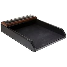 DACASSO Leather Desktop Letter Tray - Luxury Letter Holder & Paper Organizer for Desk - Office Organization & Executive Desk Decor - Black