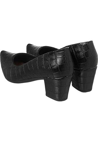 Scarpin Sacolei Salto Quadrado Santorini Preto (croco, 35)