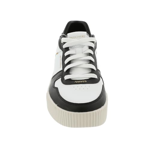 Skechers Women's Jade - Best in Class Leather Lace-Up Sneakers with Memory Foam, White/Black, 7.5