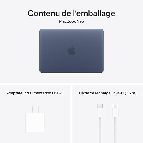 Apple 2026 MacBook Neo 13-inch Laptop with Apple A18 Pro chip (6‑core CPU and 5‑core GPU, 8GB Unified Memory, 256GB) - Indigo - French Keyboard - 5