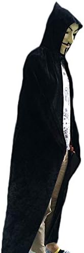 Unisex Halloween Velvet Cloak For Women Men Solid Sleeveless Casual Hooded Vampire Cape For Cosplay Party Dress Up