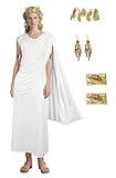 UQJE Womens Greek Toga Costume Set Halloween Cosplay Roman Goddess Grecian Outfit for Women-S