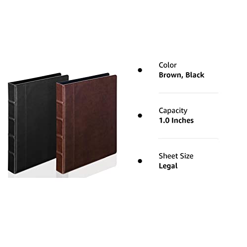 2 Pieces Vintage Hardback 3 Ring Binder Portfolio Organizer Round Rings Vintage Brown Leather Binder Organizer Holds 200 Sheets With 2 Inner Pockets(Brown, Black,1.5 Inch) #TOP7