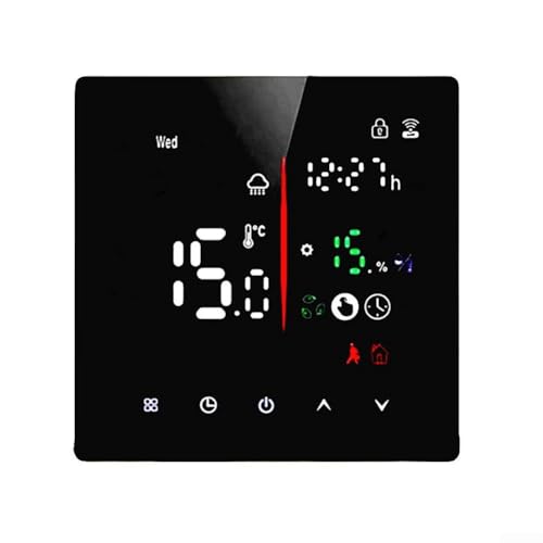 Termostato WiFi LCD compatible con Alexa para calefacción de agua y caldera de gas con programación programable y monitoreo del clima (negro 3A)