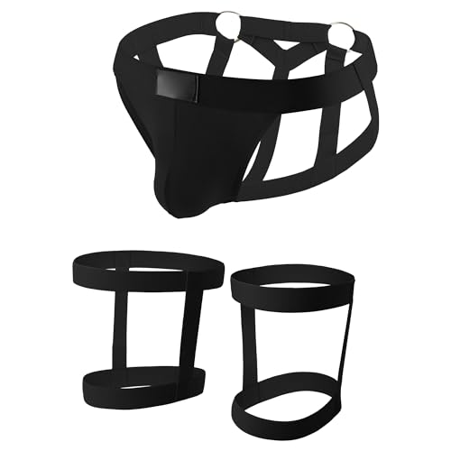 JEKE-DG Men's Low Rise Hollow Out Thong Solid Sexy Erotic Briefs See Through Breathable Clubwear Underwear