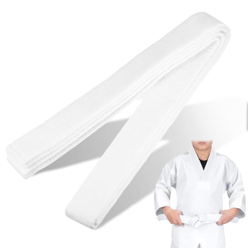 JAWUZ Cinturón de judo y karate de 280 cm, para deportes, artes marciales, cinturones profesionales de taekwondo, cinturón de Aikido, cinturón de tela gruesa para adultos（blanco)
