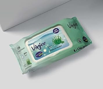 Vinjee Baby Wipes with Aloe Vera, PH Balanced and Enriched With Vitamin E With Lid 72 Wipes (Pack of 1)