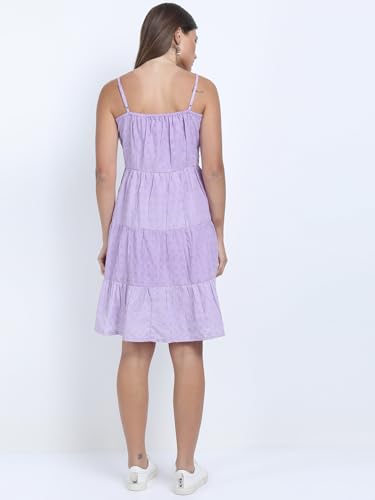Image of Tokyo Talkies Women's Sleeveless Shoulder Strap Self Design Dresses | Stylish Dresses | Casual Dresses