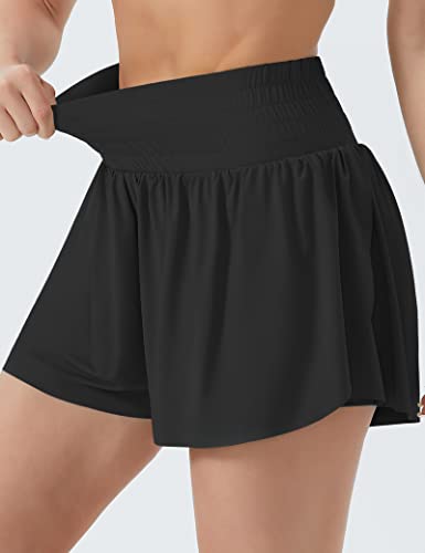 Image of THE GYM PEOPLE Women's Flowy Running Shorts 2 in 1 Athletic Skirt Shorts