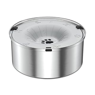 SCHITEC Dog Water Bowl No Spill 1.2L/40oz Slow Drinking Anti-Splash Stainless Steel Dog Bowl with Floating Disk, Spill Proof Pet Travel Water Dispenser for Sloppy Messy Drinkers(Light Gray)