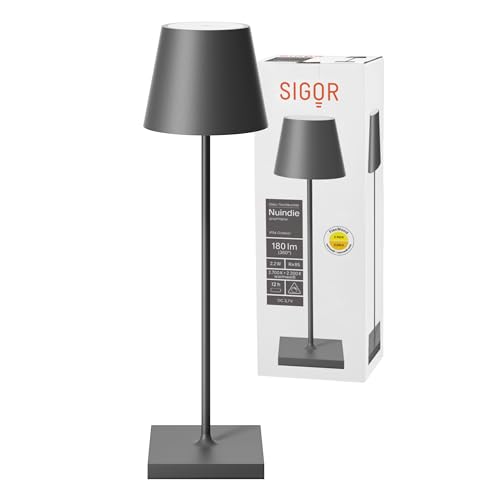 SIGOR Nuindie - Dimmbare LED Akku-Tischlampe Indoor & Outdoor, IP54...