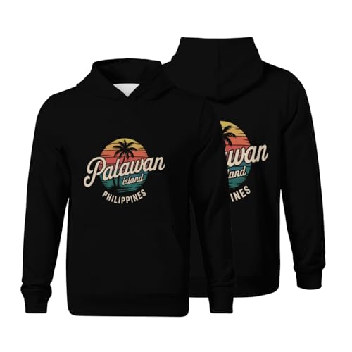 Kids Palawan Island Philippines Retro Classic Boys Girls Lightweight Kangaroo Pocket Fleece Hoodies