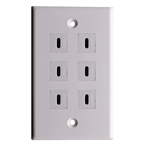6 Port Buckle Free Welding Usb Type-A/Usb Type-C Wall Outlet Panel, Disscool Type C Wall Outlets With Usb Ports White Compatible With Iphone/Samsung(Outlet Wall Plate Included) #TOP1