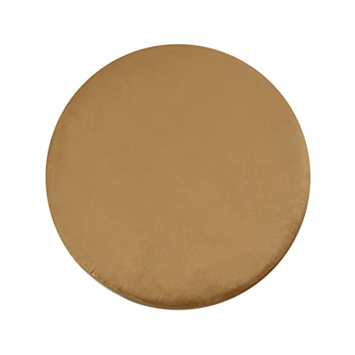 Image of NACIA Velvet Upholstered Ottoman Stool with Wooden Legs | Round Pouffe Footrest Seat for Living Room Bedroom Balcony | Compact Foot Stool for Sitting Home Decor Furniture, 18 Inch (Beige, Set of 1)