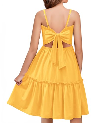 Arshiner Girls Tie Back Dress Little Kids Summer Swing Beach