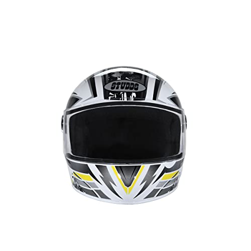 Image of Studds Chrome Super D1 Full Face Helmet (White & Grey, M)