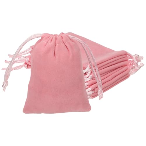 YELARXI Velvet Jewelry Bags with Drawstrings, Velvet Earring Gift Bags Wedding Favor Pouch 3 x 4 Inch Fit for Jewelry Candy Christmas Party Graduation Birthday Easter - (10 Pack, Pink)