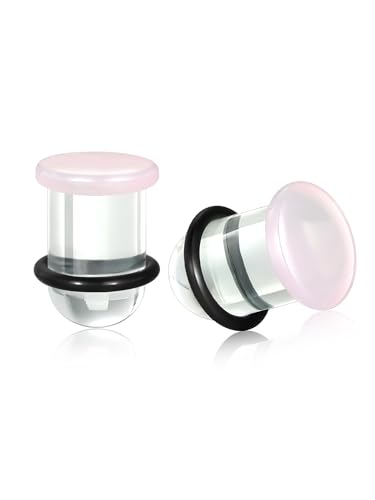 Aumeo One Pair Glass Gauges for Ears Single Flare Glass Plugs for Women and Men