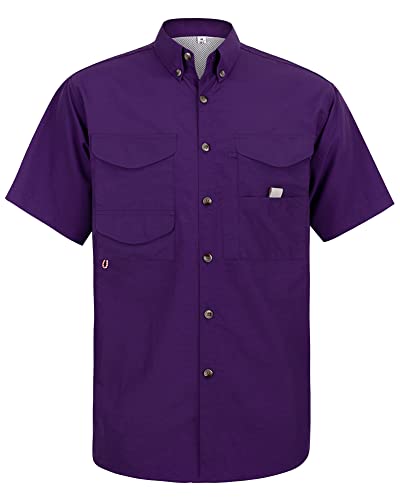 Image of Alimens & Gentle Short Sleeve Fishing Shirt Wicking Fabric Sun Protection Casual Button Down Shirts