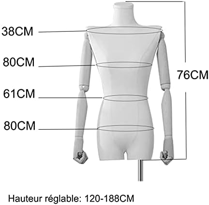 Female Tailors Dummy Mannequin Torso Mannequin Stand, Female Mannequin Torso, Cloakroom Half Body Woman Dress Form, Shop Window Clothing Display Decoration, Sturdy Height Adjustable Display