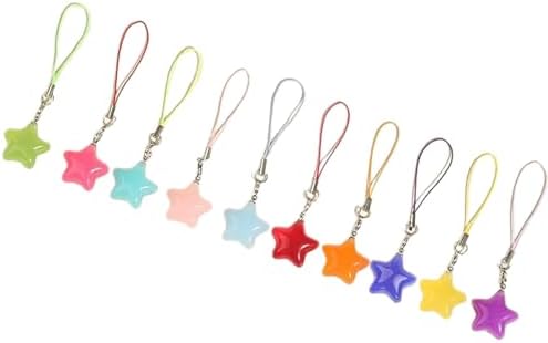 khbyt 10Pcs Fashion Colorful Star Phone Charm Straps Car Keys Hanging Pendants Bag Decoration Lanyard Purse Accessories — view 3