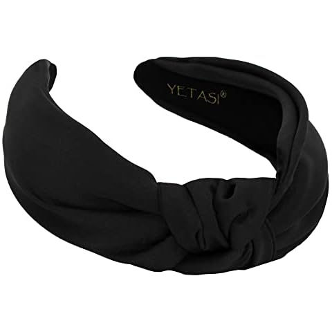 YETASI Headbands for Women Black Satin,Elegant Knotted Headband for Women Made of Non-Slip Silk Quality Satin Fabric, Top Knot Head band is Womens Headbands Fashion Designer Cover