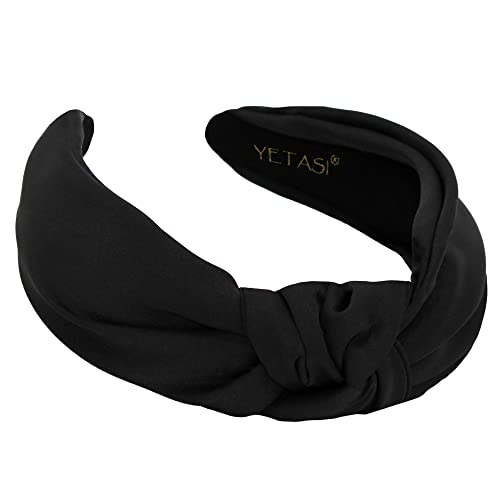 Yetasi Black Satin Headbands For Women - Elegant, Chic And Comfortable Knotted Headband Made Of Non-Slip Silk Quality Satin Fabric, Adjustable Size, Built To Last Long #TOP18